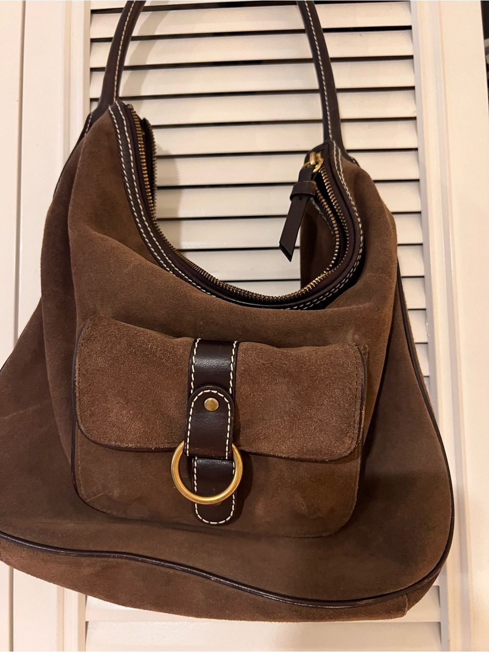 Lauren Ralph Lauren Brown Suede Hobo Shoulder Bag - Picture 2 of 3